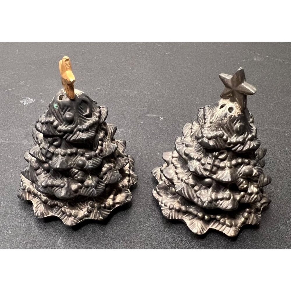 VGT Godinger Silver Plated Christmas Trees Salt and Pepper Shakers Holiday - Picture 4 of 12